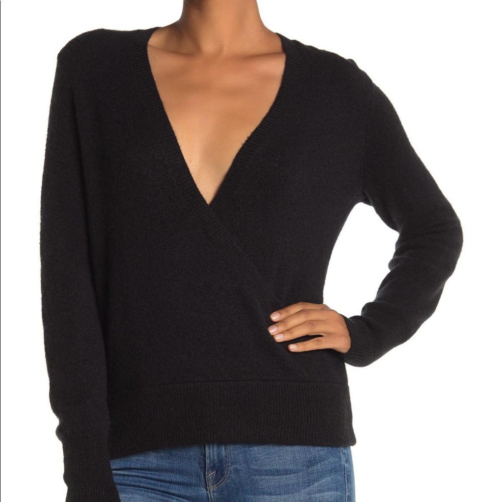 NWOT Madewell Wrap-Front Pullover Sweater in True Black Size 2X